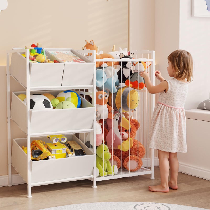 BBLIKE Kids Storage Organizer with 4 Removable Bins, Kids Storage Toy Shelf Organizer for Stuffed Animal Holder for Bedroom Playroom Nursery, White - Image 4