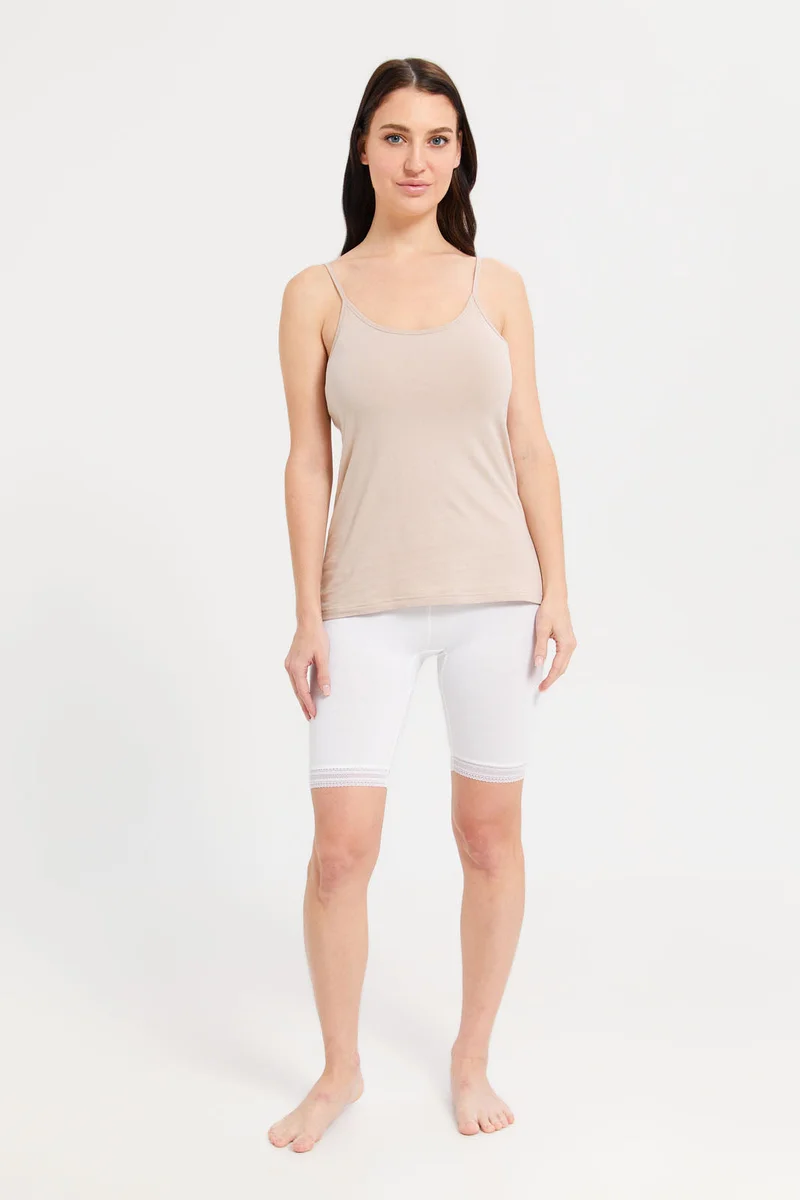 Redtag White Comfort Knit Shorts