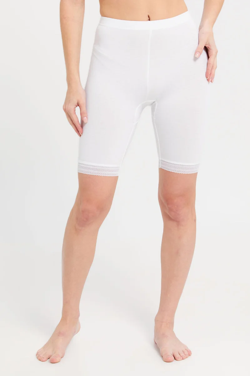 Redtag White Comfort Knit Shorts