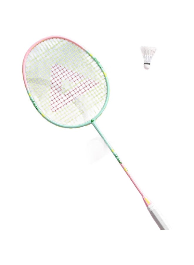 PEAK Badminton Racket Single Racket Carbon Composite Durable Adult Student Set Training Competition Racket Peach Blossom Tender Yellow - Image 2