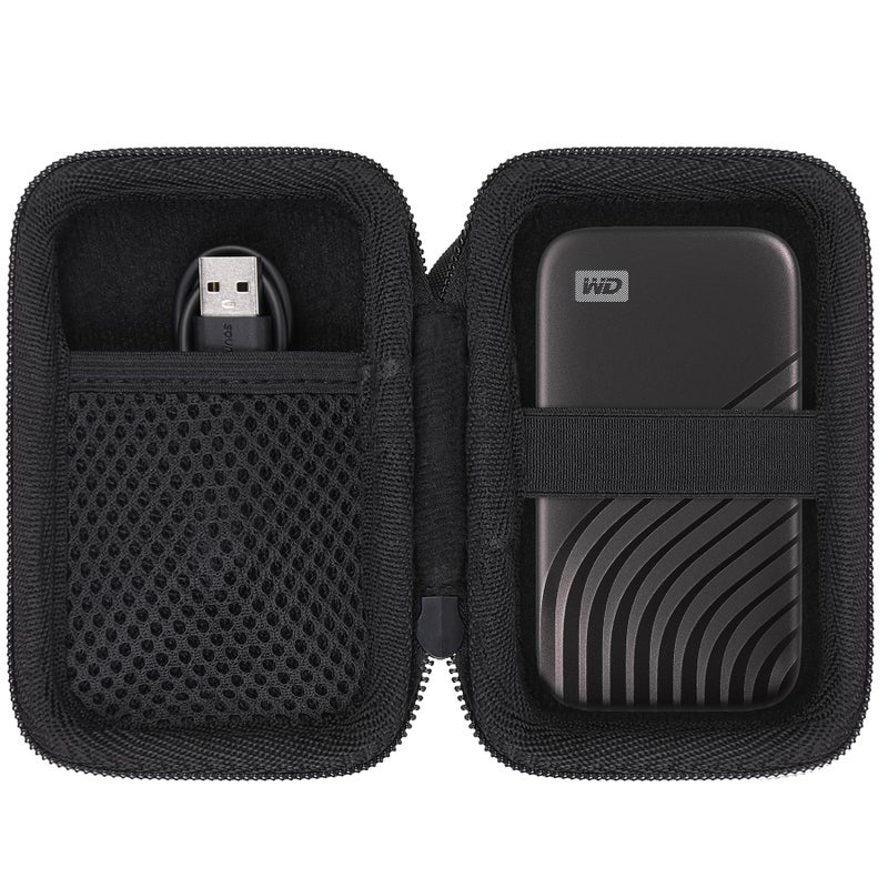 Aenllosi Hard Travel Case Compatible with Western Digital My Passport External Hard Drive 500 GB/1/2/4 TB,Portable Bag for WD Solid State Drives& USB Cable(Case Only,Black) - Image 1