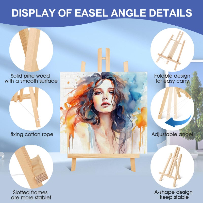 ESRICH 24 Pack 11.8" Wood Easels,Tabletop Easel for Painting,Painting Party, Displaying Canvases, Kids Student Table School Desktop, Portable Canvas Photo Picture Sign Holder - Image 4