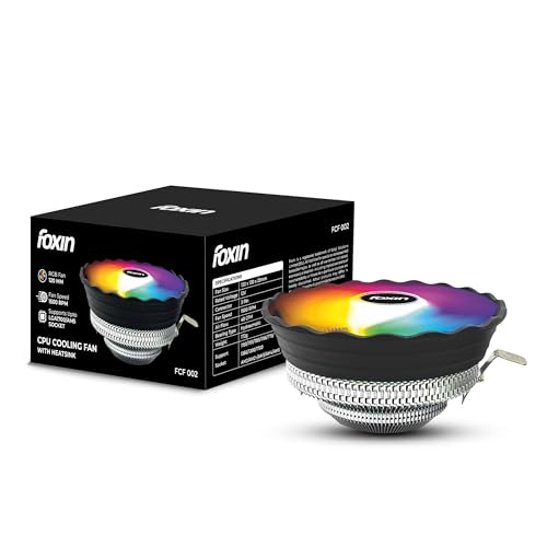 Foxin FCF 002 CPU Cooling Fan with Rainbow LED | CPU Cooler 120mm RGB Fan | Hydramatic Bearing | 1500 RPM & Airflow 48 CFM | 3-Pin | Compatible with Intel LGA1700/115X/1200 & AMD AM2/AM3/AM4/AM5 - Image 1