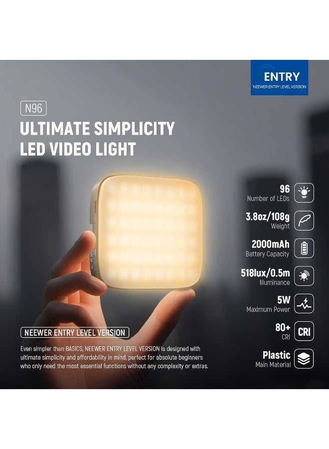 Neewer Entry Level Version Magnetic LED Camera Light, 96 LEDs Bi Color Small Clip On Panel Light, 2000mAh 3000K-9000K CRI80+, 3 Cold Shoes 1/4" Thread for Tripod, Video Recording Selfie Lighting Magnetic LED Camera Light - Image 2