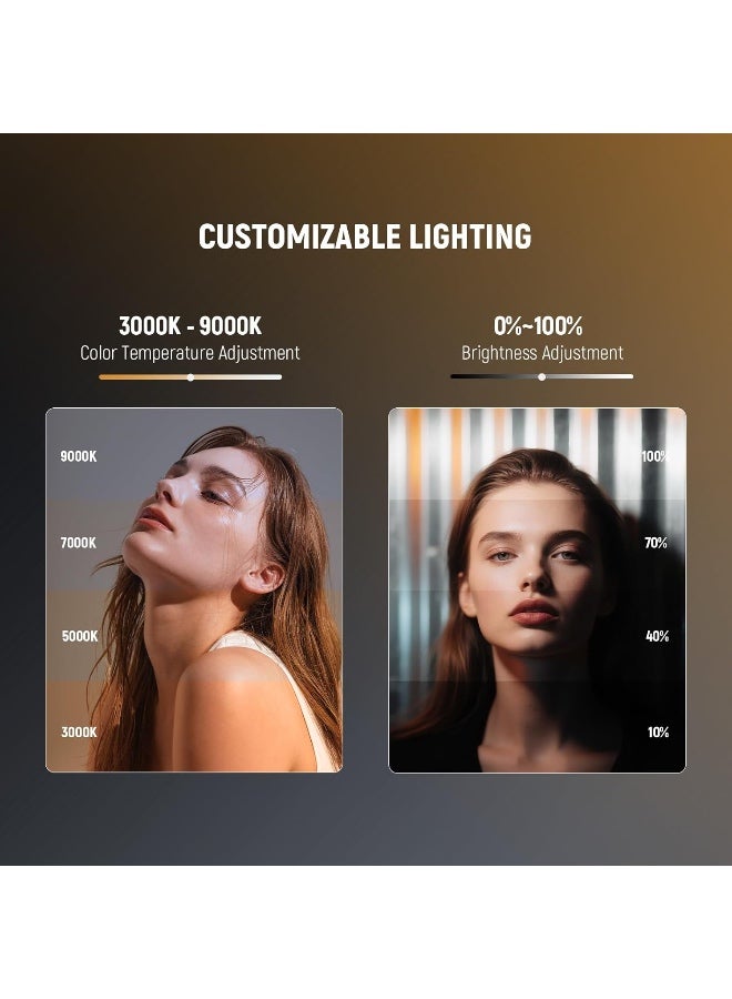 Neewer Entry Level Version Magnetic LED Camera Light, 96 LEDs Bi Color Small Clip On Panel Light, 2000mAh 3000K-9000K CRI80+, 3 Cold Shoes 1/4" Thread for Tripod, Video Recording Selfie Lighting Magnetic LED Camera Light - Image 3