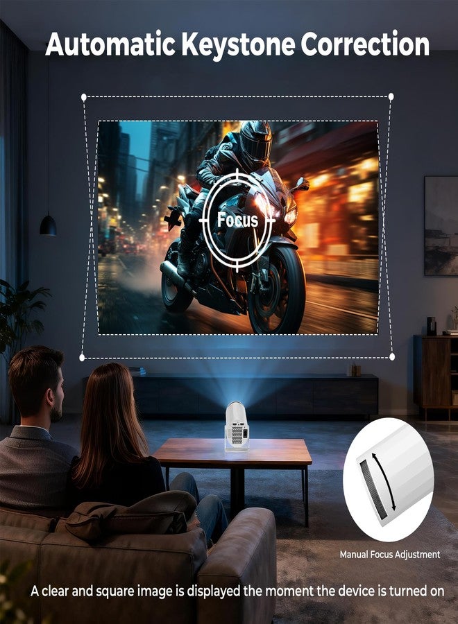 WellSonic Mini Projector with WiFi and Bluetooth, Portable Movie Projector Support 4K, Auto Keystone,210° Rotation, 130'' Screen Smart Projector Compatible with HDMI Phone TV Stick for Bedroom Outdoor - Image 2