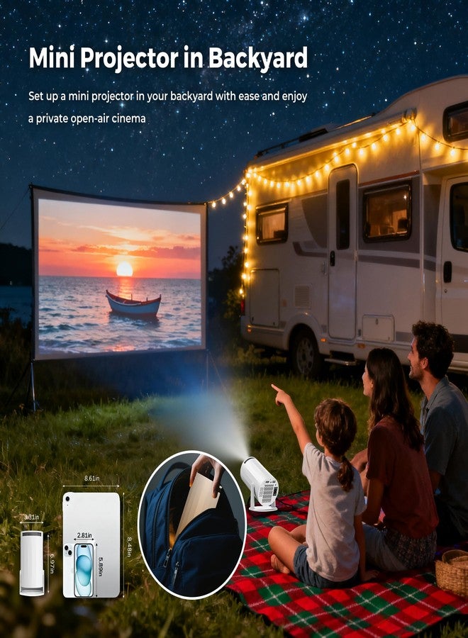 WellSonic Mini Projector with WiFi and Bluetooth, Portable Movie Projector Support 4K, Auto Keystone,210° Rotation, 130'' Screen Smart Projector Compatible with HDMI Phone TV Stick for Bedroom Outdoor - Image 5