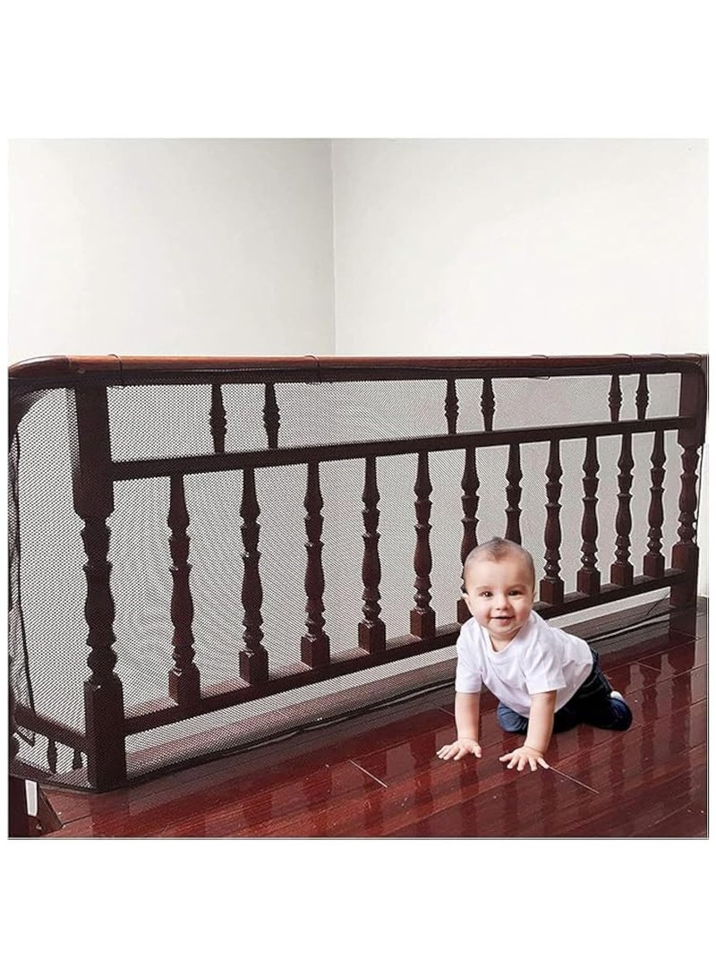 Stairway Net, Baby Safety Stairs Rail Nets, 300x79 Cm Durable Baby Proofing Stairs Rail Safety Net with No Drilling, Rail Balcony Banister Stair Mesh for Hild, Pet, Indoor, Outdoor (black) - Image 1