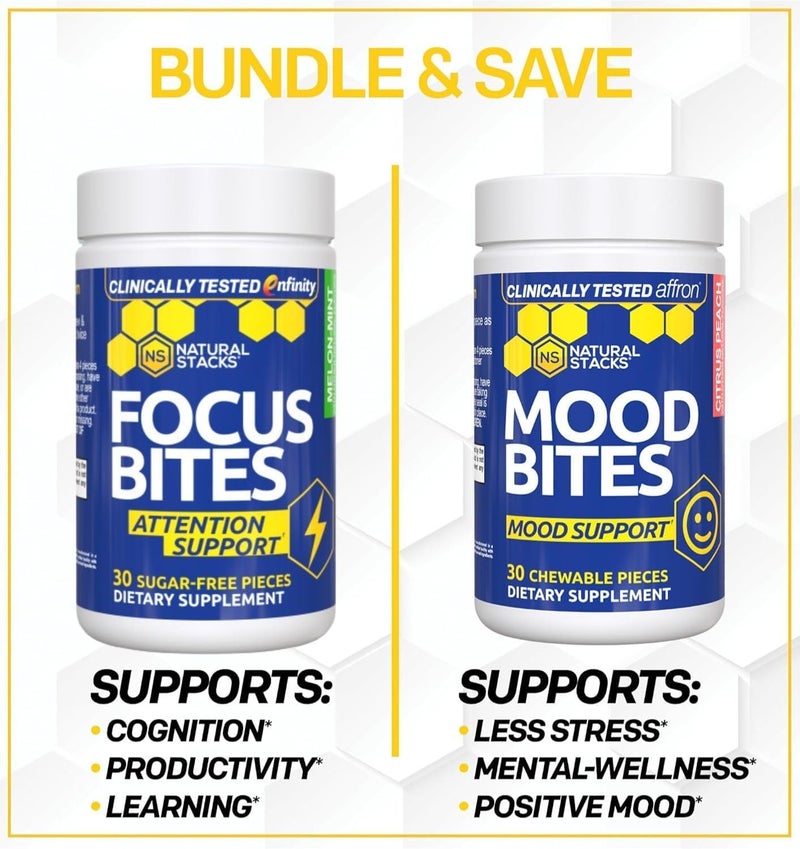 Natural Stacks لقيمات التركيز من NATURAL STACKS للإنتاجية والإدراك مكمل باراكساثين المختبر سريرياً سريع المفعول تحفيز نظيف مكمل خالي من الكافيين للتعلم 30 حبة بطيخ بالنعناع - Image 3