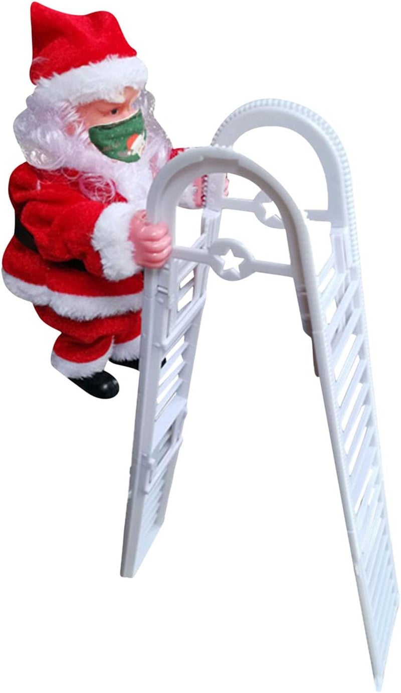 woobles Electric Santa Claus Toy, Christmas Decoration with Music for Christmas Tree, Tree Hanging Decorations,Electric Climbing Santa on Ladder, Santa Claus Climbing Ladder Doll (#2) - Image 1