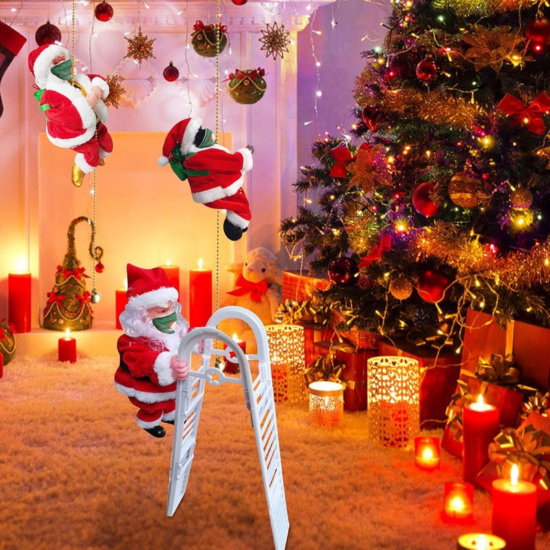 woobles Electric Santa Claus Toy, Christmas Decoration with Music for Christmas Tree, Tree Hanging Decorations,Electric Climbing Santa on Ladder, Santa Claus Climbing Ladder Doll (#2) - Image 5