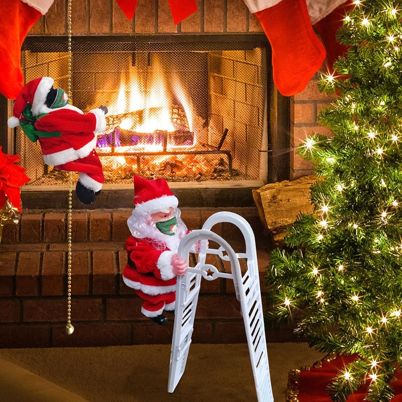 woobles Electric Santa Claus Toy, Christmas Decoration with Music for Christmas Tree, Tree Hanging Decorations,Electric Climbing Santa on Ladder, Santa Claus Climbing Ladder Doll (#2) - Image 4
