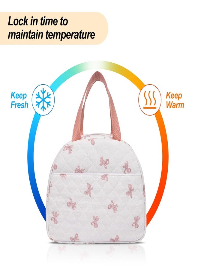 honitty Lunch Box for Women,Cute Quilted Lunch Tote Bag,Reusable Insulated Lunch Box,Large Capacity Cooler Bag with Compartments for Work, Picnics or Travelling - Image 3