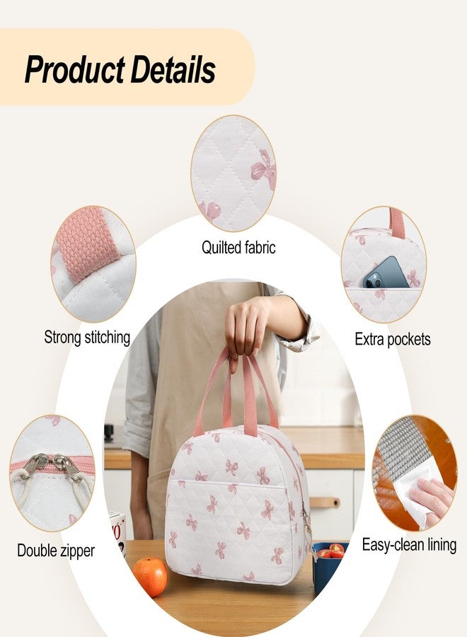 honitty Lunch Box for Women,Cute Quilted Lunch Tote Bag,Reusable Insulated Lunch Box,Large Capacity Cooler Bag with Compartments for Work, Picnics or Travelling - Image 5