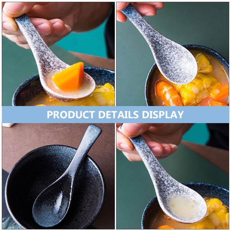 Blue Ceramic Soup Spoons 5pcs Multipurpose Kitchen Utensils For Home And Restaurant Use - Image 5