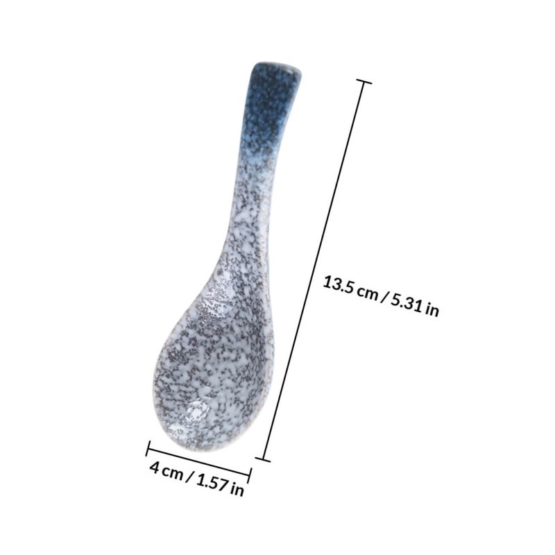 Blue Ceramic Soup Spoons 5pcs Multipurpose Kitchen Utensils For Home And Restaurant Use - Image 3