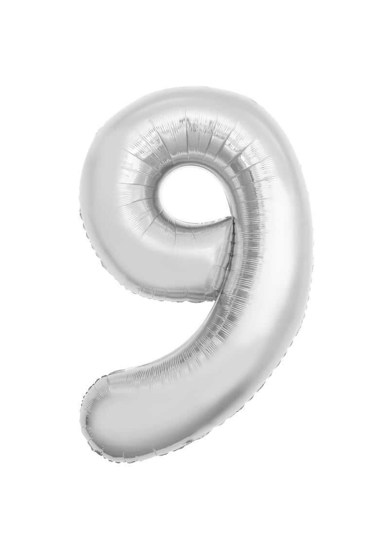 Party Zone Silver Foil Balloon Number 9 52" 