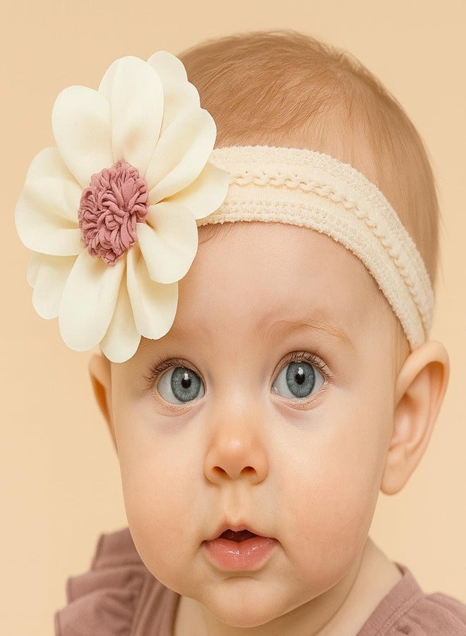 BellaStella 3 Pcs Comfortable & Stretchable Hairbands with Beautiful Bow and Flower Designs - Ideal for Infants & Toddlers Hair Accessories for Kids (Multicolor-3, Large) - Image 4