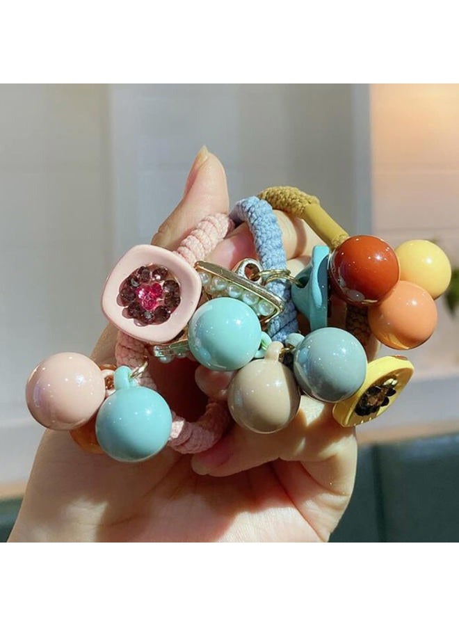 Ewandastore 4 Pcs Pearl Hair Ties Rhinestone Ponytail Holder Hair Ropes Elastic Hair Band Stretchy Flower Headwears Hair Accessories for Women Girls - Image 4