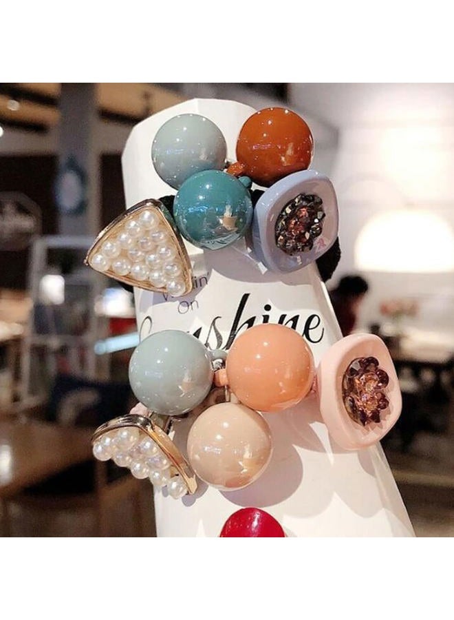 Ewandastore 4 Pcs Pearl Hair Ties Rhinestone Ponytail Holder Hair Ropes Elastic Hair Band Stretchy Flower Headwears Hair Accessories for Women Girls - Image 3