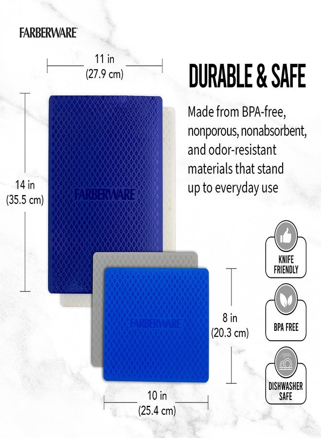 فاربرواير مجموعة حصائر تقطيع مرنة للمطبخ من فاربروير - صنع في الولايات المتحدة الأمريكية - لمنع انتقال العدوى، مقاس 8×10 و11×14 بوصة، تصميم مانع للانزلاق - أداة مطبخ أساسية سهلة التنظيف، 4 قطع - Image 3
