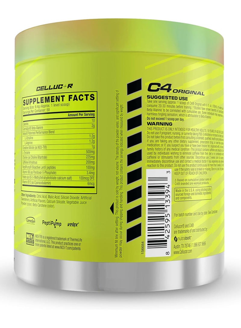 سيلوكور C4 Original Pre Workout Powder with Zero Sugar, Beta-Alanine, Vitamin C, for Energy, Focus & Performance, Watermelon Flavor – 50 Servings - Image 2