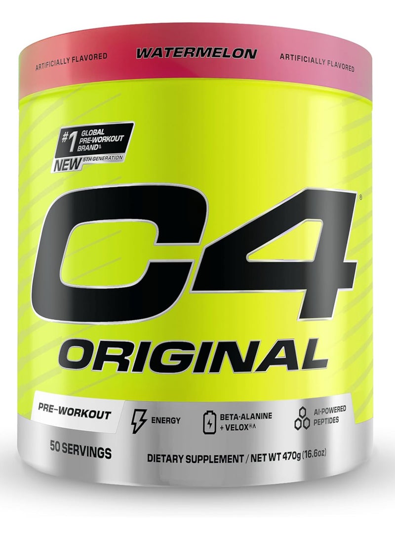 سيلوكور C4 Original Pre Workout Powder with Zero Sugar, Beta-Alanine, Vitamin C, for Energy, Focus & Performance, Watermelon Flavor – 50 Servings - Image 1