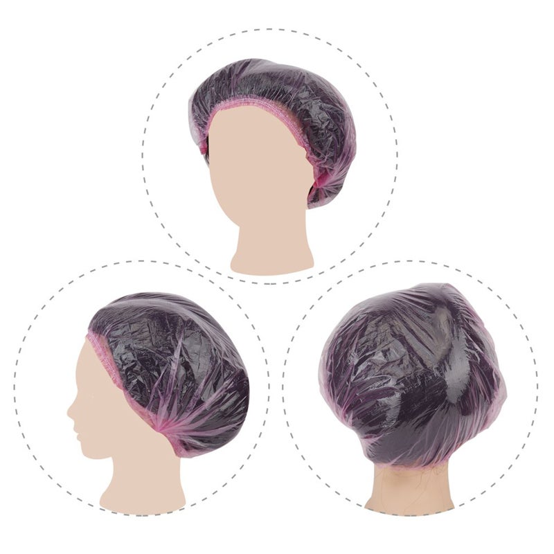Disposable Shower Cap 100-Pack White Waterproof Thickened Plastic - Super Elastic 18.5 Inch for Home Beauty Salon Travel Hospital Food Service - Image 5