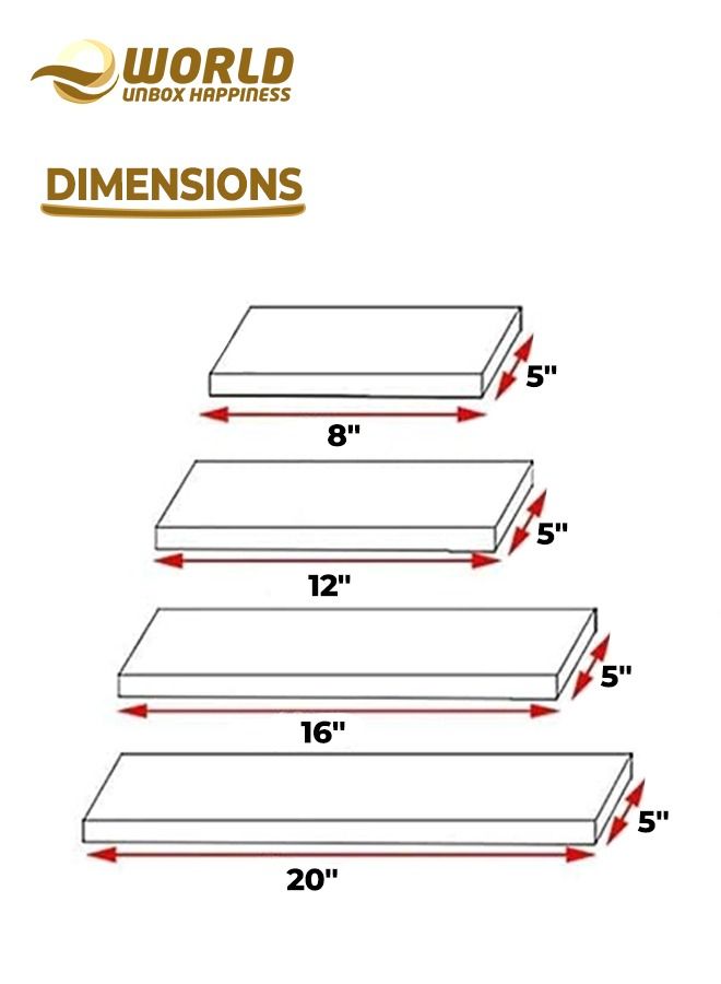 Eworld Set of 4 Floating Shelves, Stylish Wall Mounted Ledges for Bedrooms, Living Rooms, Bathrooms, and Kitchens, Elevate Your Home and Office Decor with Creative Wall Hanging Bookshelves - Image 2