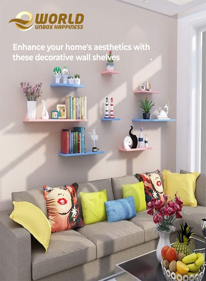 Eworld Set of 4 Floating Shelves, Stylish Wall Mounted Ledges for Bedrooms, Living Rooms, Bathrooms, and Kitchens, Elevate Your Home and Office Decor with Creative Wall Hanging Bookshelves - Image 3