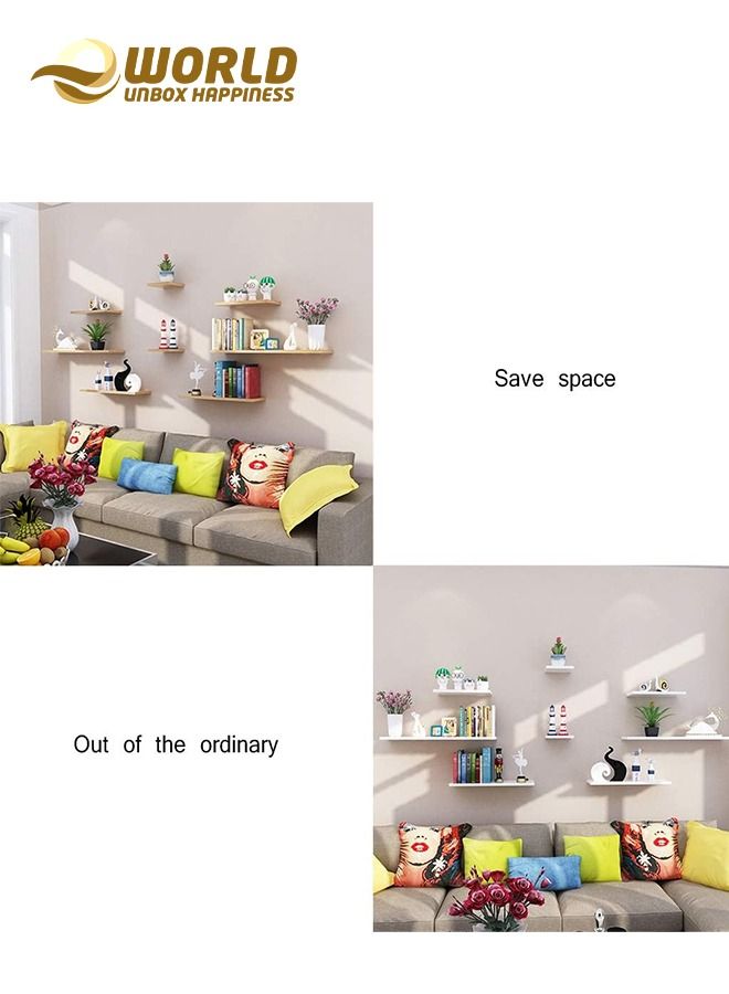 Eworld Set of 4 Floating Shelves, Stylish Wall Mounted Ledges for Bedrooms, Living Rooms, Bathrooms, and Kitchens, Elevate Your Home and Office Decor with Creative Wall Hanging Bookshelves - Image 5