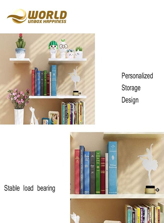 Eworld Set of 4 Floating Shelves, Stylish Wall Mounted Ledges for Bedrooms, Living Rooms, Bathrooms, and Kitchens, Elevate Your Home and Office Decor with Creative Wall Hanging Bookshelves - Image 4