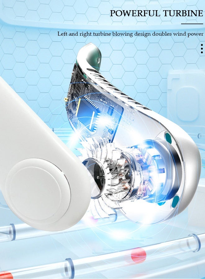 DUNISO مروحة عنق محمولة، مروحة عنق بدون شفرات، 3 سرعات قابلة للتعديل، مروحة عنق شخصية تعمل بالبطارية القابلة لإعادة الشحن عبر USB للمكتب، السفر، الرياضة، المنزل، الهواء الطلق - Image 2