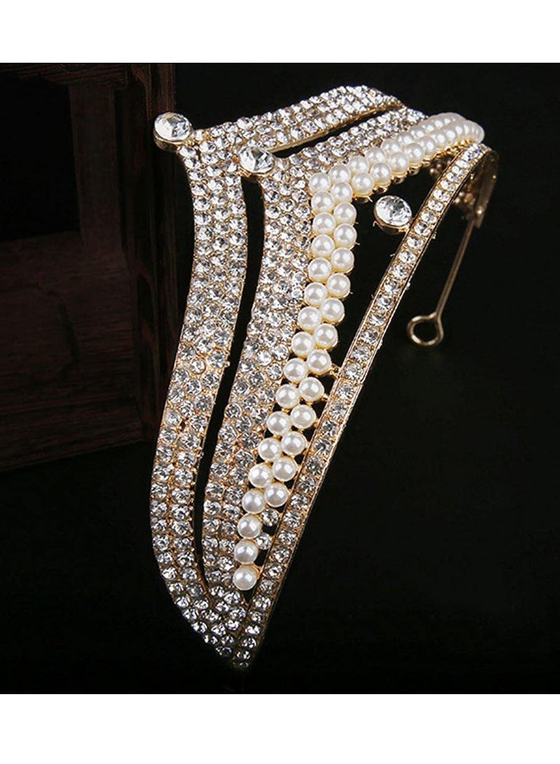 SYOSI Tiara Crown, Crystal Birthday Crown, Queen Crown, Baroque Wedding Crown, Gold Crystal Bride Tiara, Bridal Headpieces Rhinestone Hair Accessories for Women Girls Party Pageant (Gold) - Image 4