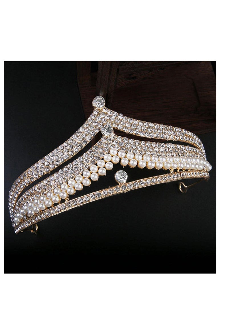 SYOSI Tiara Crown, Crystal Birthday Crown, Queen Crown, Baroque Wedding Crown, Gold Crystal Bride Tiara, Bridal Headpieces Rhinestone Hair Accessories for Women Girls Party Pageant (Gold) - Image 3