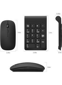 MOXO Wireless Numeric Keypad Mini 2.4G 18 Keys Number Pad Portable Silent Financial Accounting Numeric Keypad Keyboard Extensions with Wireless Mouse for Laptop PC Desktop Notebook (Black)  - Image 2