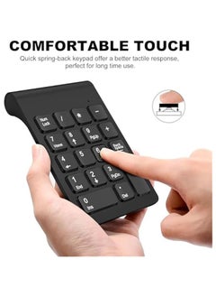 MOXO Wireless Numeric Keypad Mini 2.4G 18 Keys Number Pad Portable Silent Financial Accounting Numeric Keypad Keyboard Extensions with Wireless Mouse for Laptop PC Desktop Notebook (Black)  - Image 3