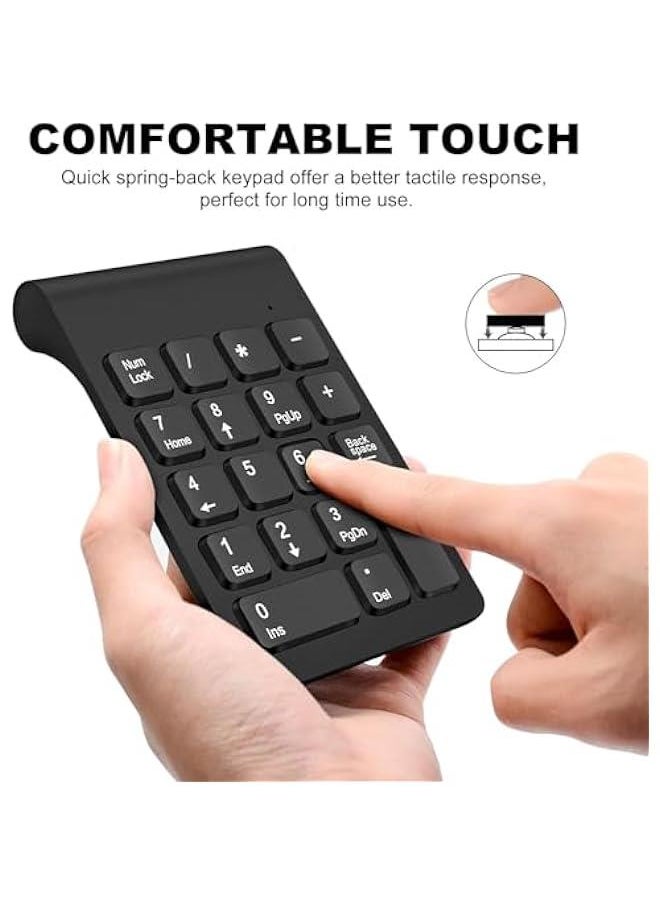 MOXO - Wireless Numeric Keypad Mini 2.4G 18 Keys Number Pad Portable Silent Financial Accounting Numeric Keypad Keyboard Extensions with Wireless Mouse for Laptop PC Desktop Notebook (Black) - Image 1
