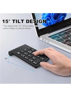 MOXO Wireless Numeric Keypad Mini 2.4G 18 Keys Number Pad Portable Silent Financial Accounting Numeric Keypad Keyboard Extensions with Wireless Mouse for Laptop PC Desktop Notebook (Black)  - Image 4