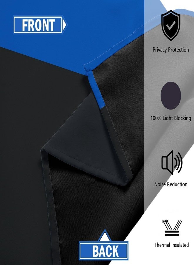 Tyrot Royal Blue 100% Blackout Curtains for Bedroom 84 inch Long 2 Panels Set Modern Abstract Geometric Black Out Curtains Blue Gray Insulated Room Darkening Window Drapes for Living Room, 52Wx84L - Image 5