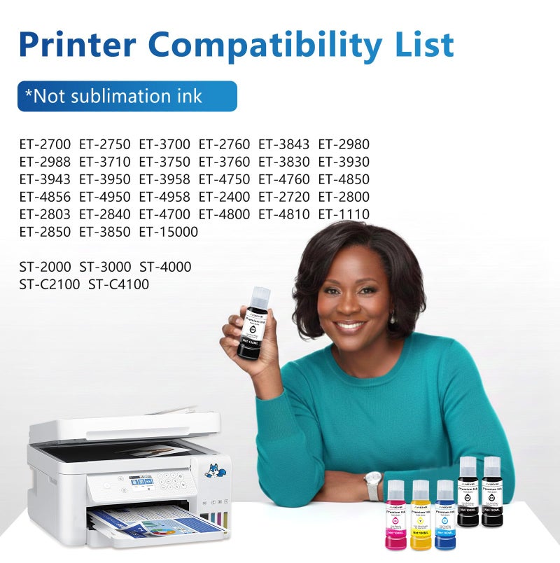 Ankink Ink Refill Bottles Replacement for 502 522 Ink Bottle Fit for Epson T522 ET-2800 ET-2803 ET-2700 ET-2720 ET-2760 ET-3750 ET-3760 ET-4700 ET-2750 ET-4800 ET-2850 Printers (Black Color 6 Pack) - Image 2