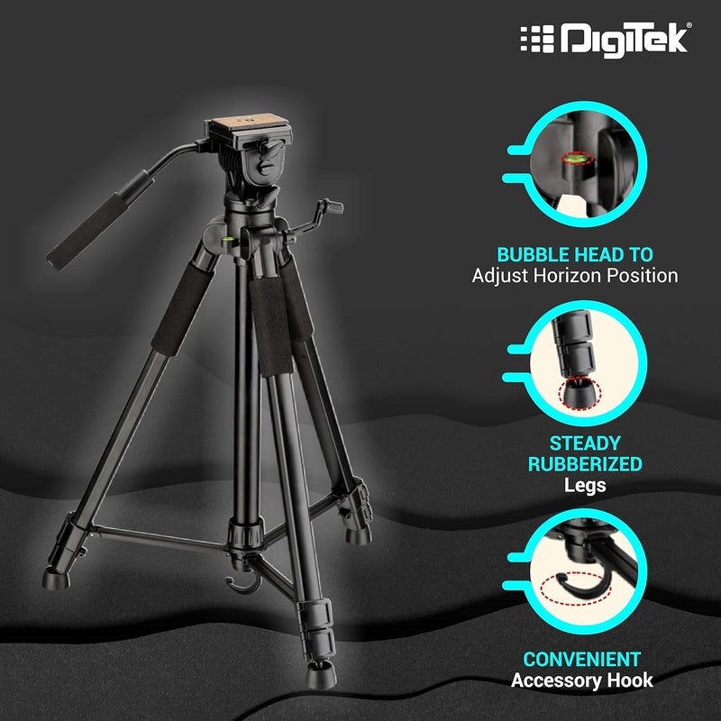Digitek ® (DTR 690 VD PRO) Professional 209cm Foldable Tripod with Aluminum Alloy & Rubberized Legs, 3 Section Adjustment, 6kg Max Load, Lightweight 2.15kg, Seamless Digital SLR & DV Camera's Shoots - Image 5