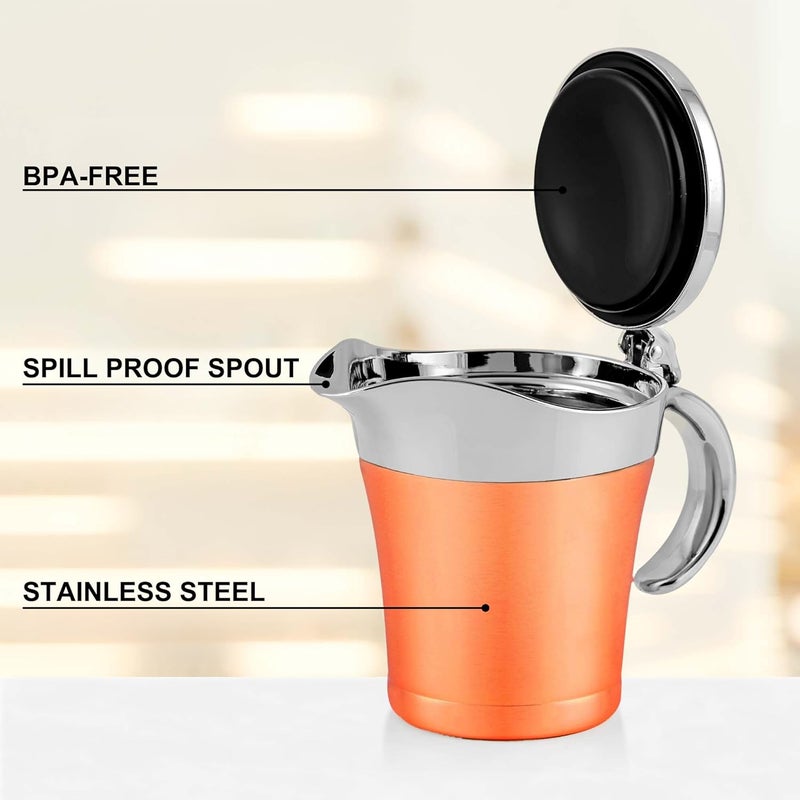 Ovente OVENTE 14 Ounce Double Insulated Stainless Steel Gravy Boat with Hinged Lid Ideal for Serving Cream or Salad Dressing at Family Dinner Thanksgiving and Christmas Copper GB4541CO  - Image 3