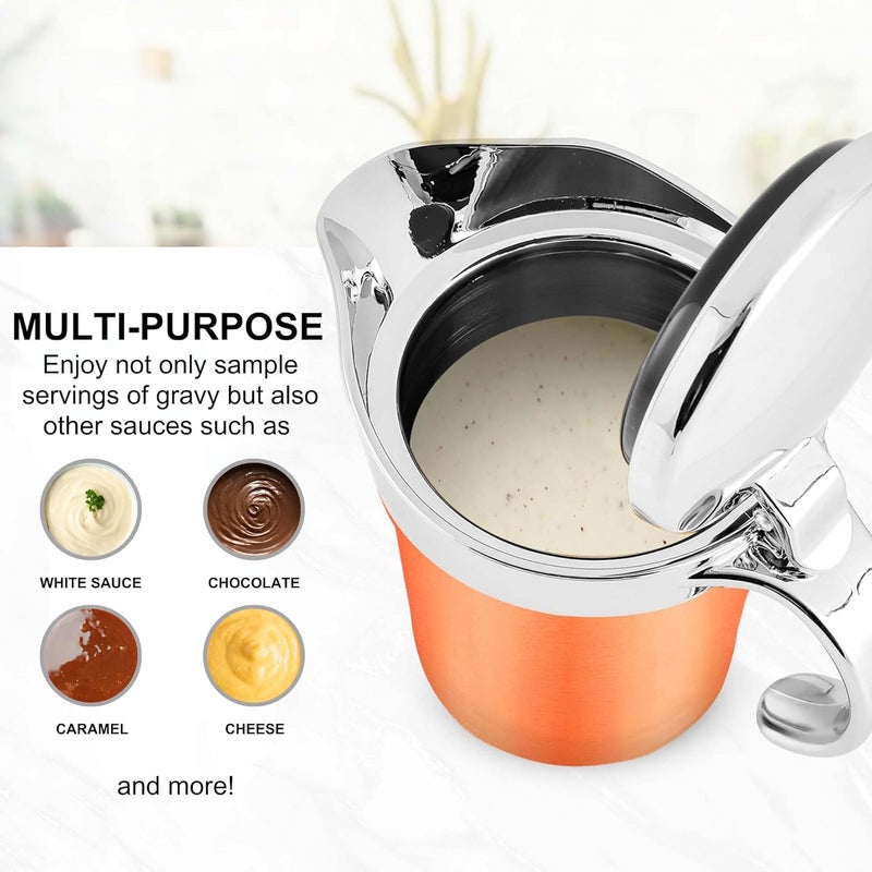 Ovente OVENTE 14 Ounce Double Insulated Stainless Steel Gravy Boat with Hinged Lid Ideal for Serving Cream or Salad Dressing at Family Dinner Thanksgiving and Christmas Copper GB4541CO  - Image 4