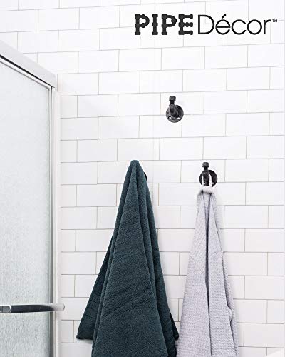 PIPE DECOR Wall Hook Set, Electroplated Black Finish Industrial Pipe and Fittings, Set of 3 - Image 5