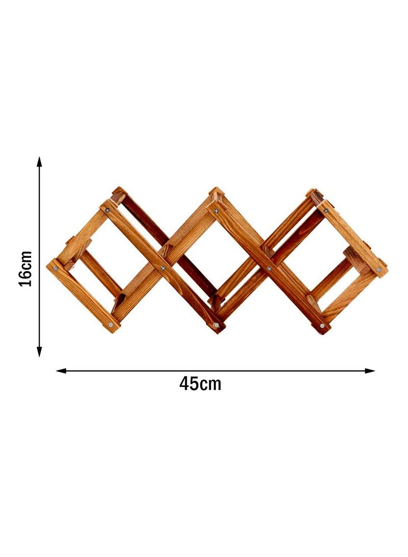 FFD Foldable Wooden Wine Rack Free Standing Countertop 5 Bottles Capacity Wine Holder Folding Wood Bottle Storage Rack Display Shelves For Home Kitchen Bar Cabinet Pantry  - Image 4