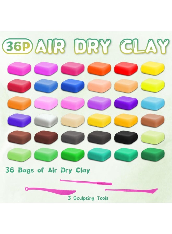 Air Dry Clay - 36 Colors Modeling Clay for Kids, Boys and Girls, Air Dry Clay Bulk Kit for Adults with 3 Sculpting Tools and Instructions, Safe, Non-Toxic, DIY Model Magic Clay Gifts Kids Toys - Image 4