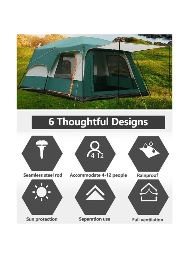توبيز خيمة توبي الجديدة للتخييم الخارجي بطبقتين، تتسع من 6 إلى 8 أشخاص، غرفة نوم وغرفة معيشة، كابينة عائلية (أخضر) - Image 3