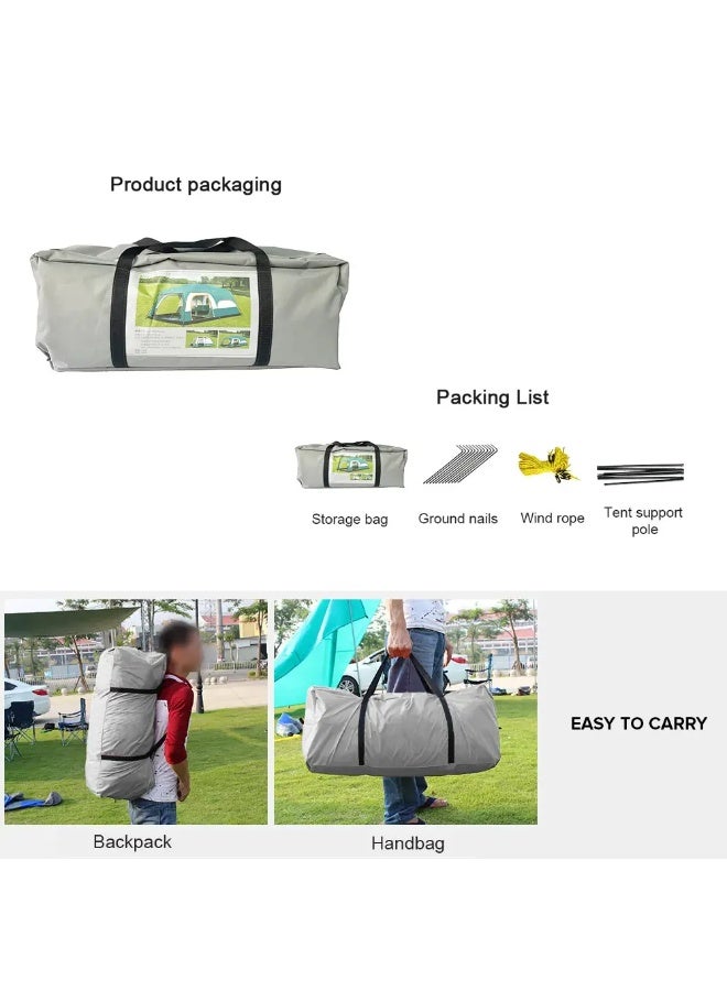 توبيز خيمة توبي الجديدة للتخييم الخارجي بطبقتين، تتسع من 6 إلى 8 أشخاص، غرفة نوم وغرفة معيشة، كابينة عائلية (أخضر) - Image 4