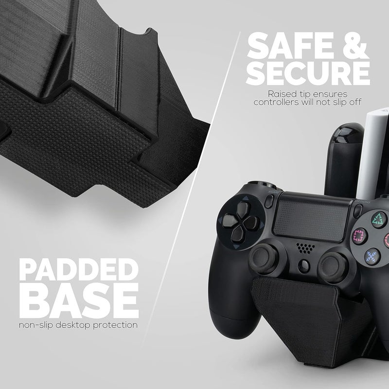 براينوافز حامل مزدوج لوحدة تحكم الألعاب وجهاز التحكم بالتلفزيون وحامل سطح المكتب للتخزين، تصميم عالمي لوحدات تحكم ألعاب Xbox ONE وPS5 وPS4 وPC، يقلل الفوضى، UGDS-01 من Brainwavz - Image 4
